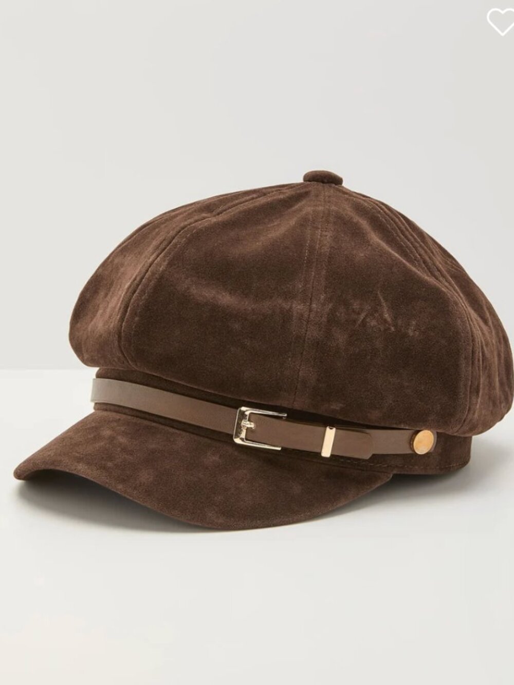 Korey Faux Suede Buckle Band Newsboy Cap | Vici